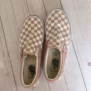 Women’s Pink Checkered Slip on Vans size 8 color antler